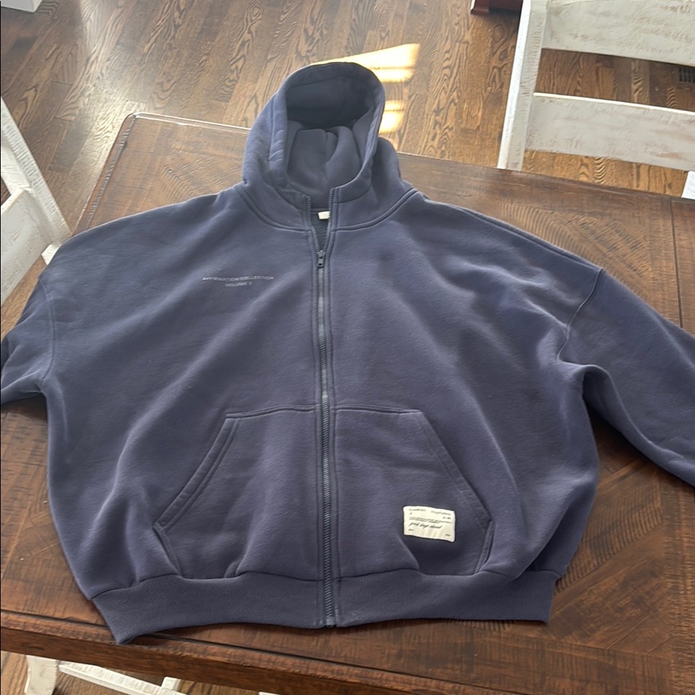 Navy Blue Hoodie with Front Pockets Oversized